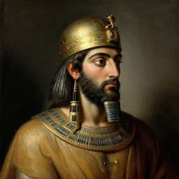portrait of sumerian god king enki by hieronymus bosch, soft grainy bloom lucid dream - like atmosphere, harsh flash photo, baroque portrait painting, perfect composition, detailed octane render trending on artstation, 8 k artistic photography, volumetric cinematic perfect light, chiaroscuro, masterpiece, raphael, caravaggio, beksinski, rutkowski, beeple