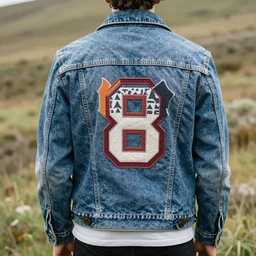 back patch of manx brattagh vannin on a jeans jacket. 8 0's