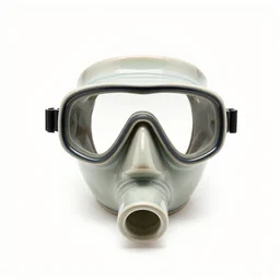 ceramic snorkel and mask, photorealistic, isolated on a pure white background, centered, entire object in frame, sharp focus, soft studio lighting
