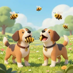 the dogs with bees in their mouth and when they bark, they shoot bees at you, artstation