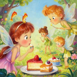 closeup profile portrait of tin toy fairies eating cakes, nicoletta ceccoli, mark ryden, lostfish, max fleischer, hyper realistic, artstation, illustration, digital paint, matte paint, vivid colors, bright, cheerful,, detailed and intricate fairytale environment
