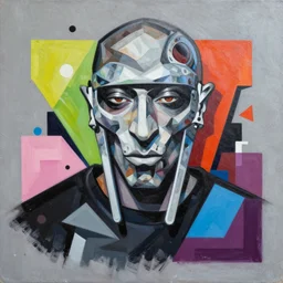 Supreme x Mf Doom Painting by Sachin Teng, asymmetrical, Organic Painting , Matte Painting,  geometric shapes, hard edges, graffiti, street art,:2 by Sachin Teng:4