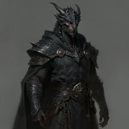 medium-length portrait of a black dragonborn wearing a dark robe, highly detailed, digital painting, concept art, fantasy art, D&D