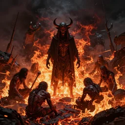 hell, inferno, fire, lava, damned souls,