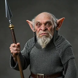 eyes face nose mouth ears portrait of the elder goblin wearing chainmail whilst twirling a spear ismail inceoglu ishbel myerscough
