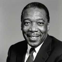 realistic photo of old charlie parker at age 7 6, smiling, black and white