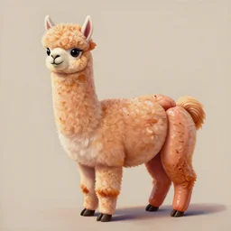 a painting of a smooth, bald, shiny alpaca made of frankfurters sausages meat