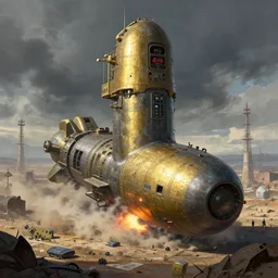 nuclear bomb testing site, concept art, digital painting, trending on artstation, deviantart, epic composition, extremely detailed, volumetric lighting, masterpiece, octane render