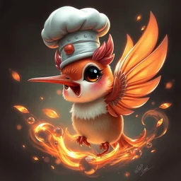 cute pyrohummingbird pet in a cute chefs hat fantasy artwork detailed and intricate digital painting trending on artstation by wlop octane render