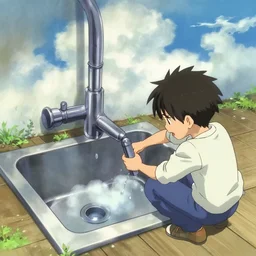 cloud strife fixing sink by tetsuya nomura