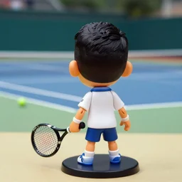 novak djokovicl as nendoroid, backgraund is tennis court, kodak film