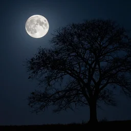 moon night, trees, artstation,