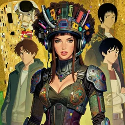 portrait of beautiful megan fox gundam pilot, with an intricate, detailed, urban inspired hiphop afro futuristic helmet, vector behance hd jesper ejsing, rhads, makoto shinkai, lois van baarle, ilya kuvshinov, rossdraws, hd, 3 2 k, ilya kuvshinov, gustav klimt