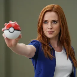 Karen Gillan as Misty from Pokémon, Indigo League, outstretched arm holding a Poké Ball, close-up shot, photo realism, cinematic, realistic, 8K