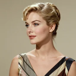 vintage photograph of an olive skinned blonde female model in her early thirties, her hair pinned up, wearing a designer top, looking content, focused on her neck, facing the camera, photo realistic, extreme detail skin, natural beauty, no filter, slr, golden hour, 4 k, high definition, selfie