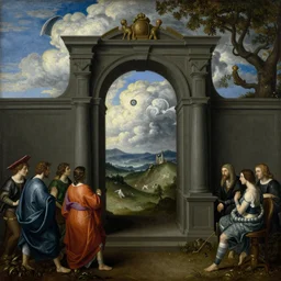 a portal between heaven and hell, by hieronymus bosch, trending on artstation, trending on nightcafe, by alexander fedosa oil on canvas