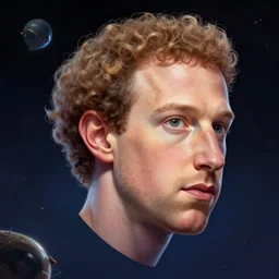A floating head of mark zuckerberg as an alien in space, fantasy art, in the style of artgerm, illustration, epic, fantasy, intricate, hyper detailed, artstation, concept art, smooth, sharp focus, ray tracing, vibrant, artgerm, award winning art, 3d