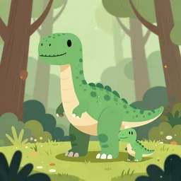 an illustration of a dinosaur h 7 q 5 in the woods, trending on artstation, central composition, very cartoon, shape focus, high detailed, by anton fadeev 4 6 6 b