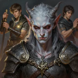 an close up oil art portrait of young handsome pale pan, grim dark satyr warrior from gwent cards, young bard with music magic character design from rainbow six siege, 4 k, ultra detail, volumetric lighting, unreal engine, octane render