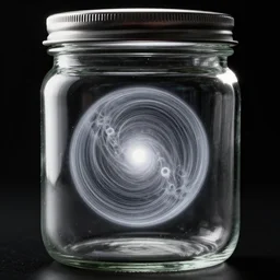 edge of universe inside a glass jar, with a metal lid, black background, back light, intricate, highly detailed, volumetric lighting, hyper realistic, octane render 8 k, specular highlights, reflections, subsurface scattering, artstation, cgsociety, inspired by famous artists