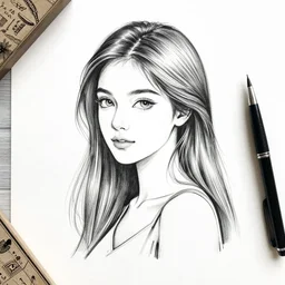 ink lineart drawing of a beautiful woman, white background, etchings by goya, chinese brush pen, illustration, high contrast, deep black tones contour