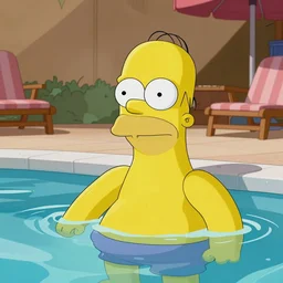 realistic hd homer simpson at the pool