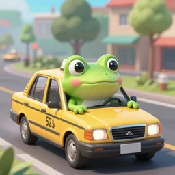 ps4 game about a frog driving a taxi, unreal 4 screenshot,