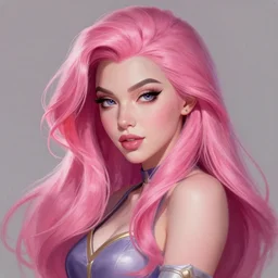 seraphine with pink long hair from league of legends portrait trending on artstation, painted by greg rutkowski
