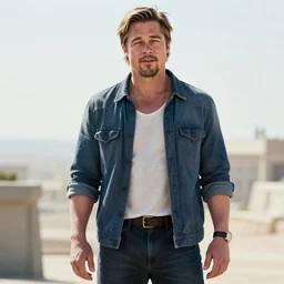 a photorealistic photograph of brad pitt standing in an a pose. bright scene. fine detail. this 4 k hd image is trending on artstation, featured on behance, well - rendered, extra crisp, features intricate detail, epic composition and the style of unreal engine.