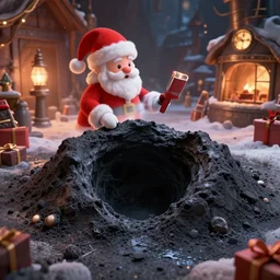 a black hole in santa's factory. unrealistic. digital art. high fidelity. 4 k. high quality.
