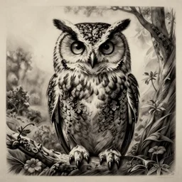 owl, etching