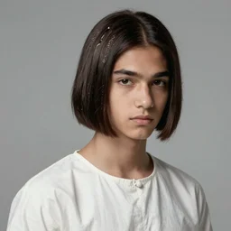 portrait young jaden smith as ancient libu, white tunic, bob haircut, intricate, elegant, highly detailed, digital painting, artstation, concept art, smooth, sharp focus, illustration, orientalism, bouguereau, rutkowski, mucha