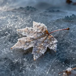 frost coveted leaf on ice, in Classical Japanese art style