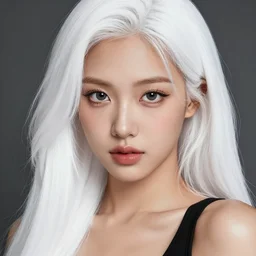 hot gorgeous warrior cute kpop girl big eyes tanned skin white hair
