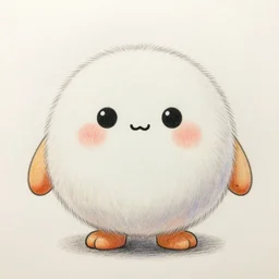 a cute puffy mascot, drawn by color pencil