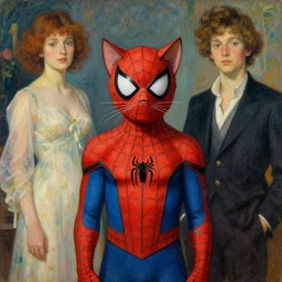 a cat dressed as spiderman by artgerm and greg rutkowski and alphonse mucha