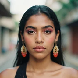 beautiful female portrait, taino, ( ( head shot ) ) haze, artgerm, neo classic, 5 0 mm, sony, puerto rico, symmetrial, face, makeup, sephora, shades, octane render, vouge, national geographic, maybelline, model, gorgeous, traditional, film grain, vsco, bokeh, 8 k, unreal engine
