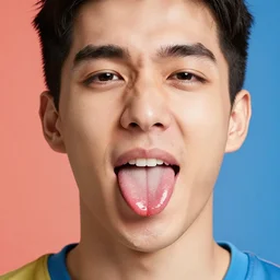 a colorful vibrant closeup portrait of a simple man licking a tab of lsd acid on his tongue and dreaming psychedelic hallucinations, by kawase hasui, moebius, edward hopper and james gilleard, zdzislaw beksinski, steven outram colorful flat surreal design, hd, 8 k, artstation