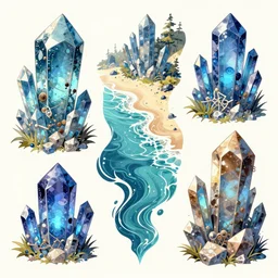 crystal shores, in the style of greg rutkowski, concept art, intricate, fantasy, trending on artstation