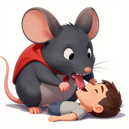 super large evil mouse eating a human person