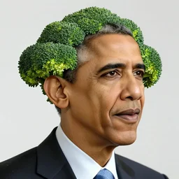 barack obama with hair made out of broccoli. still image. high detail