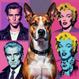 dog cyberpunk picasso atey ghailan roy lichtenstein andy warhol pop art, bladerunner, pixiv contest winner, cyberpunk style high resolution, hd, intricate detail, fine detail, 4 k