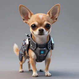 a chihuahua with cyberpunk armor, digital art, artstation, highly detailed