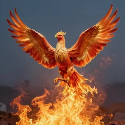 pheonix rising from the flames by greg rutkowski, award - winning, hdr, photo realistic, surrealism