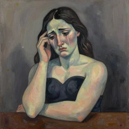 crying girl in the style of picasso's weeping woman