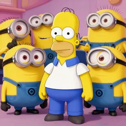 Homer Simpson in the style of the Minions, digital art, artstation trend, HDR