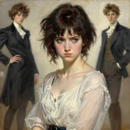 a high fashion studio stunning portrait of frowning anime girl, painting by gaston bussiere, craig mullins, j. c. leyendecker