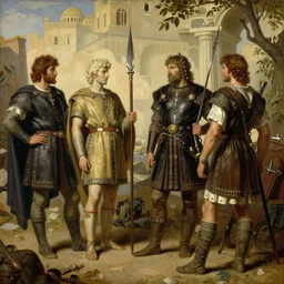detailed illustrations of game of thrones set in ancient greece, painting by gaston bussiere, craig mullins, j. c. leyendecker