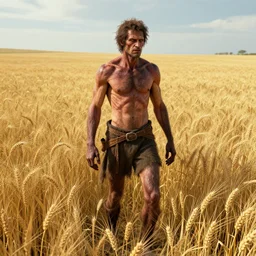an unsightly skin walker standing in a vast wheat field, hyper-detailed, artstation, digital art
