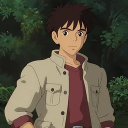 dr. alan grant from jurassic park as an anime character from studio ghibli. beautiful. 4 k. animation cel.